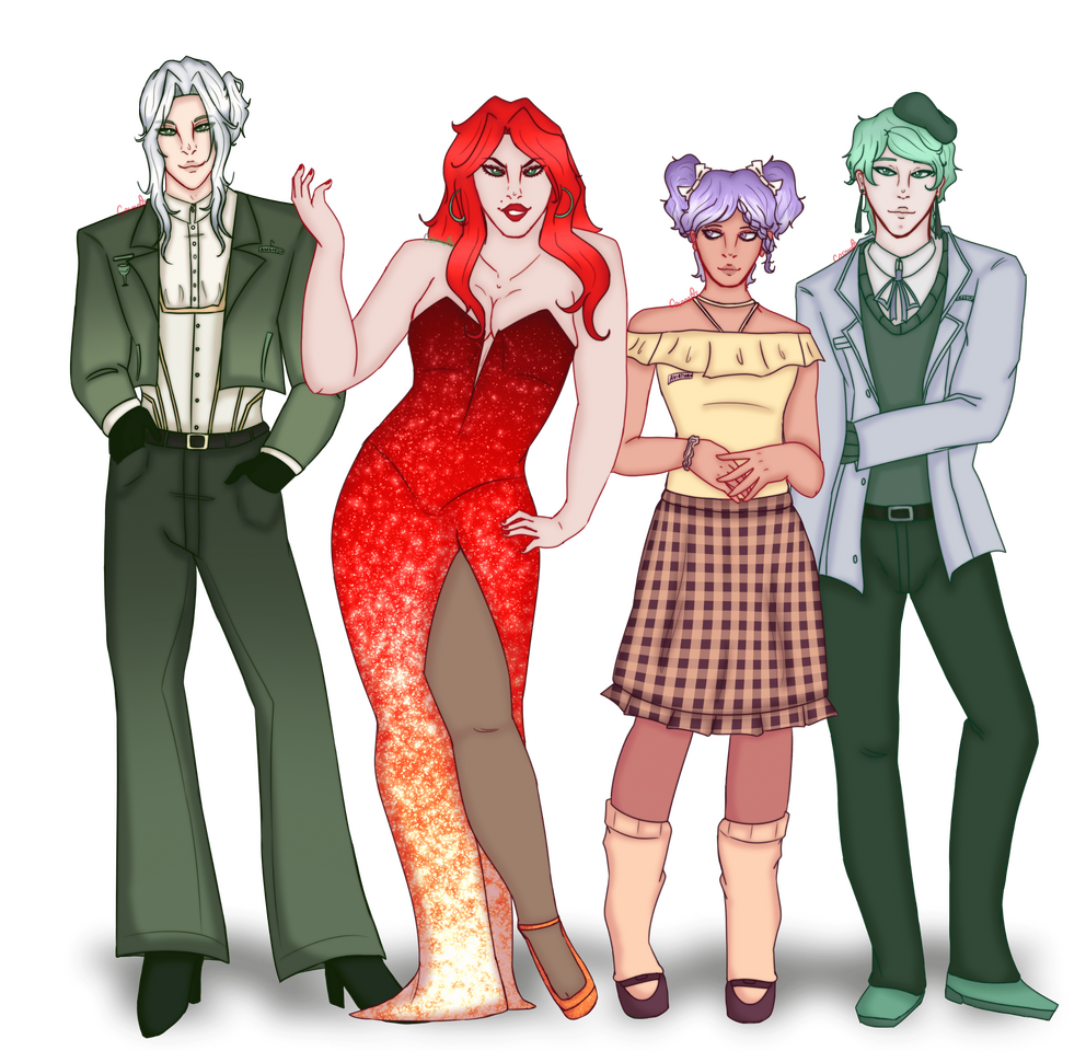 Shaded full bodies, with a transparent background